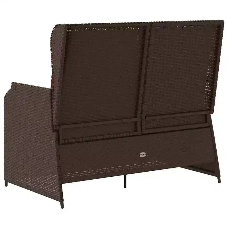vidaXL Garden Bench with Cushion and Red Poly Rattan