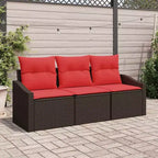 vidaXL Salon de jardin avec coussins 3 pcs résine tressée