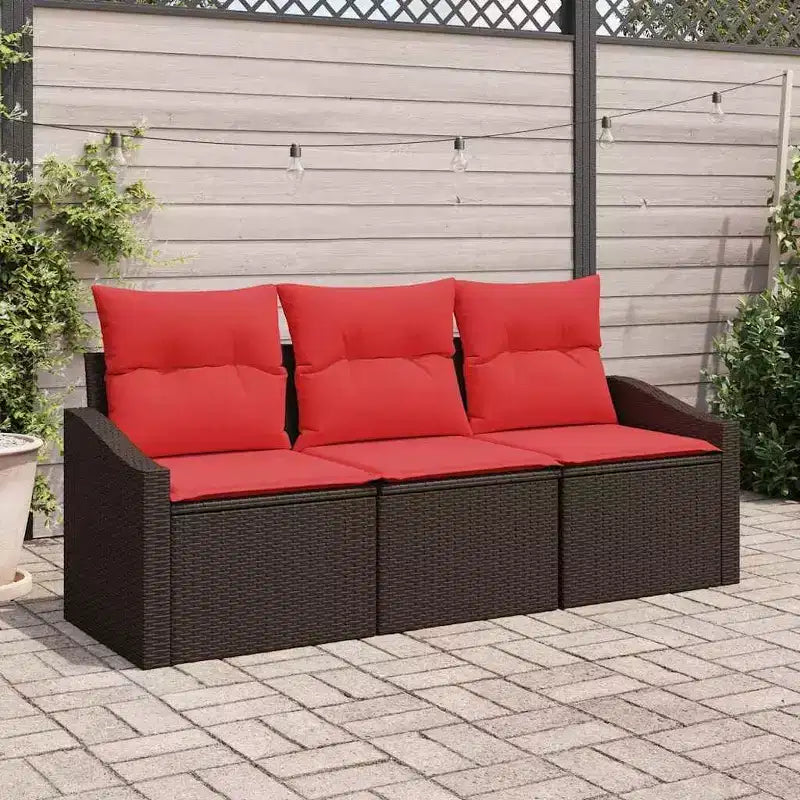 vidaXL Salon de jardin avec coussins 3 pcs résine tressée