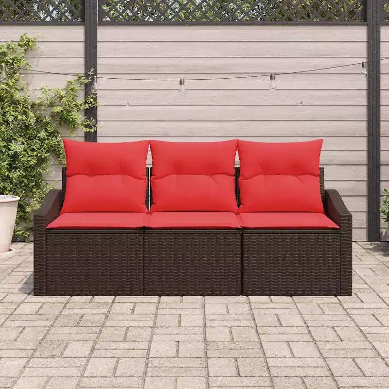 vidaXL Salon de jardin avec coussins 3 pcs résine tressée