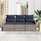 vidaXL Salon de jardin avec coussins 3 pcs résine tressée