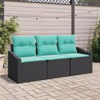 vidaXL Salon de jardin avec coussins 3 pcs résine tressée