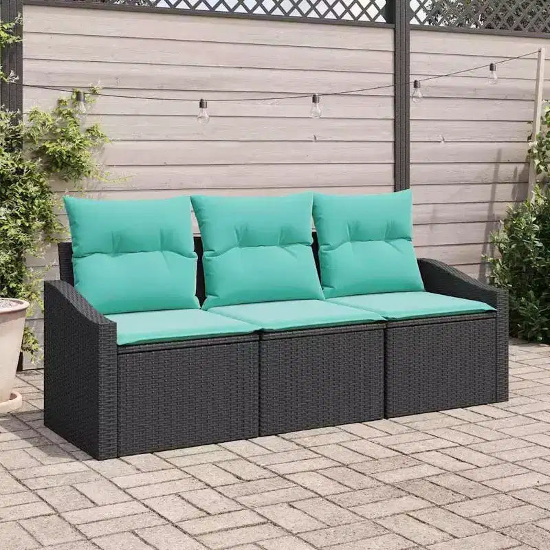 vidaXL Salon de jardin avec coussins 3 pcs résine tressée