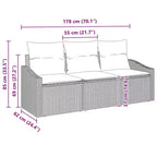 vidaXL Salon de jardin avec coussins 3 pcs résine tressée