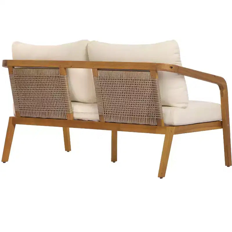 Christopher Knight Home Nolan Ensemble de conversation 2 pièces en bois d'acacia et osier avec table basse et coussins