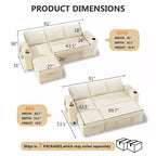 Canapé-lit Dyonery 82, canapé inclinable en forme de L 3-en-1 avec chaise longue de rangement réversible, assemblage sans outils