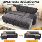 Canapé-lit Dyonery 82, canapé inclinable en forme de L 3-en-1 avec chaise longue de rangement réversible, assemblage sans outils