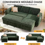 Canapé-lit Dyonery 82, canapé inclinable en forme de L 3-en-1 avec chaise longue de rangement réversible, assemblage sans outils