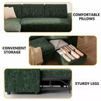 Canapé-lit Dyonery 82, canapé inclinable en forme de L 3-en-1 avec chaise longue de rangement réversible, assemblage sans outils