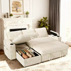 Canapé-lit Dyonery 82, canapé inclinable en forme de L 3-en-1 avec chaise longue de rangement réversible, assemblage sans outils