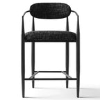 Set of 3 Modern Upholstered Counter Height Bar Stool with Tapered Black Metal Legs, Spacious Seat for Kitchen Island or Home Bar-Panipeachy
