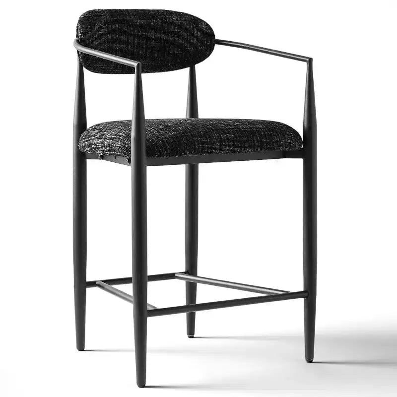 Set of 3 Modern Upholstered Counter Height Bar Stool with Tapered Black Metal Legs, Spacious Seat for Kitchen Island or Home Bar-Panipeachy