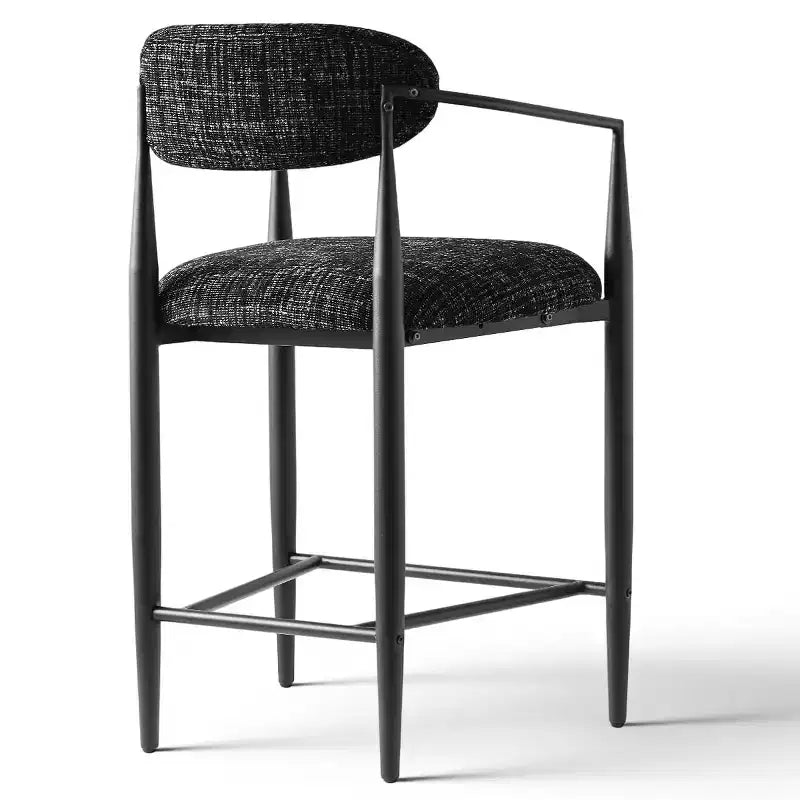 Set of 3 Modern Upholstered Counter Height Bar Stool with Tapered Black Metal Legs, Spacious Seat for Kitchen Island or Home Bar-Panipeachy