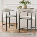 Set of 3 Modern Upholstered Counter Height Bar Stool with Tapered Black Metal Legs, Spacious Seat for Kitchen Island or Home Bar-Panipeachy
