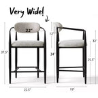Set of 3 Modern Upholstered Counter Height Bar Stool with Tapered Black Metal Legs, Spacious Seat for Kitchen Island or Home Bar-Panipeachy