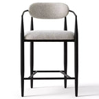 Set of 3 Modern Upholstered Counter Height Bar Stool with Tapered Black Metal Legs, Spacious Seat for Kitchen Island or Home Bar-Panipeachy