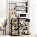 7-Tier Bakers Rack with Power Outlet  Large Microwave Stand & Coffee Bar  2 Wire Drawers, Hooks,Freestanding Kitchen Oven Shelf  For Kitchen