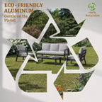 GDFStudio Athena Salon de jardin moderne 8 places en aluminium avec coussins