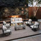 GDFStudio Athena Modern 8 Piece Aluminum Patio Chat Set with Cushion