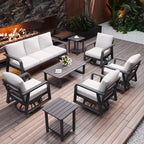 GDFStudio Athena Salon de jardin moderne 8 places en aluminium avec coussins