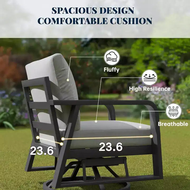 GDFStudio Athena Salon de jardin moderne 8 places en aluminium avec coussins