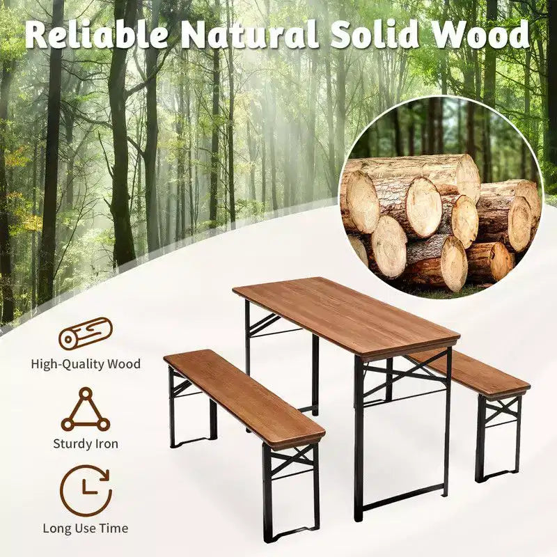Karl Home Rectangle Wood Picnic Table With Bench Seats 4 People