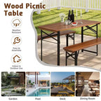 Karl Home Rectangle Wood Picnic Table With Bench Seats 4 People