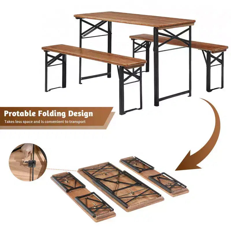 Karl Home Rectangle Wood Picnic Table With Bench Seats 4 People