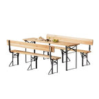 Karl Home Rectangle Wood Picnic Table Iron Frame With Backrest Bench Seats