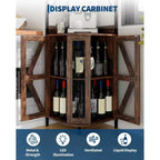 72in Corner Wine Cabinet, Industrial Wine Cabinet Glass Holder, 5-Tiers Liquor Cabinets Bar for Home, Small Space, Display Cabinets, Mesh Door