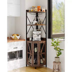 72in Corner Wine Cabinet, Industrial Wine Cabinet Glass Holder, 5-Tiers Liquor Cabinets Bar for Home, Small Space, Display Cabinets, Mesh Door