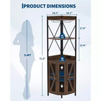 72in Corner Wine Cabinet, Industrial Wine Cabinet Glass Holder, 5-Tiers Liquor Cabinets Bar for Home, Small Space, Display Cabinets, Mesh Door