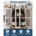 72in Corner Wine Cabinet, Industrial Wine Cabinet Glass Holder, 5-Tiers Liquor Cabinets Bar for Home, Small Space, Display Cabinets, Mesh Door