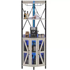 72in Corner Wine Cabinet, Industrial Wine Cabinet Glass Holder, 5-Tiers Liquor Cabinets Bar for Home, Small Space, Display Cabinets, Mesh Door