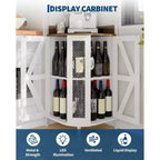 72in Corner Wine Cabinet, Industrial Wine Cabinet Glass Holder, 5-Tiers Liquor Cabinets Bar for Home, Small Space, Display Cabinets, Mesh Door