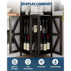 72in Corner Wine Cabinet, Industrial Wine Cabinet Glass Holder, 5-Tiers Liquor Cabinets Bar for Home, Small Space, Display Cabinets, Mesh Door