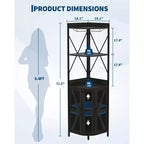 72in Corner Wine Cabinet, Industrial Wine Cabinet Glass Holder, 5-Tiers Liquor Cabinets Bar for Home, Small Space, Display Cabinets, Mesh Door