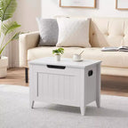 Grand banc de rangement en bois, couvercle supérieur, siège épais rembourré, 2 charnières de sécurité, capacité de 118 kg, pour entrée, chambre à coucher, salon, 60 cm, blanc