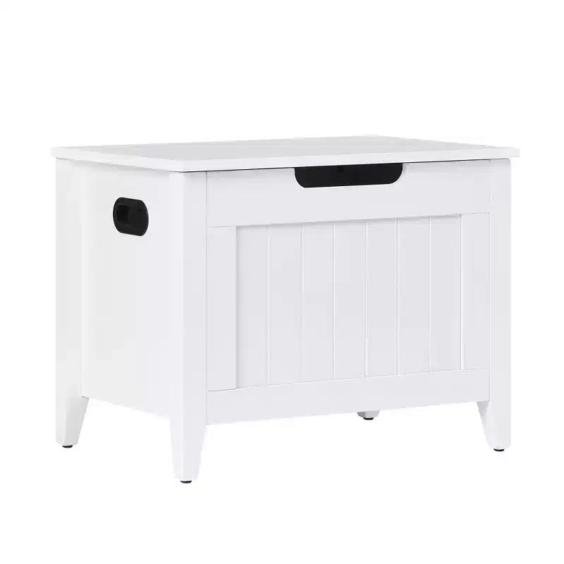 Grand banc de rangement en bois, couvercle supérieur, siège épais rembourré, 2 charnières de sécurité, capacité de 118 kg, pour entrée, chambre à coucher, salon, 60 cm, blanc