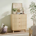 4 Drawer Dressers 2 Pack, Fluted Closet Dressers Chest of Drawers, Wood Storage Dresser Chest for Bedroom Living Room Hallway Closet,Natural