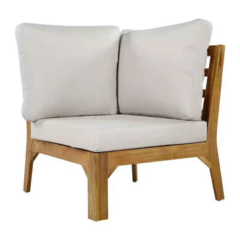 Christopher Knight Home Hanna 4 Piece Outdoor Acacia Wood Sectional Sofa Set with Handwoven Rope