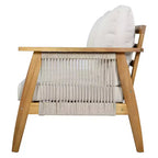 Christopher Knight Home Hanna 4 Piece Outdoor Acacia Wood Sectional Sofa Set with Handwoven Rope
