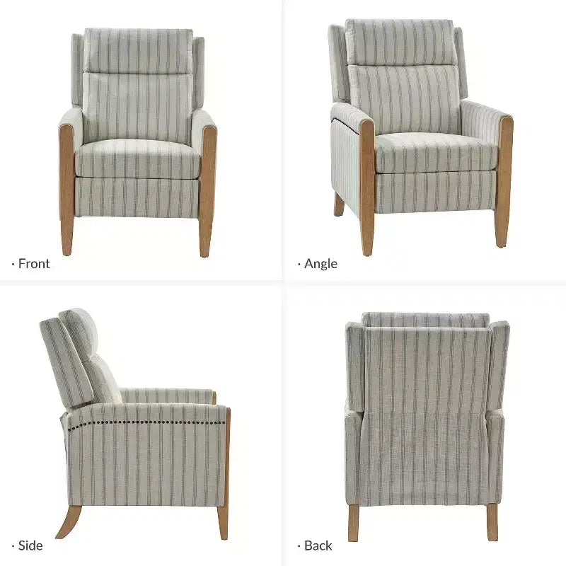 Rosa Upholstered Push Back Recliner Set of 2-BEIGE