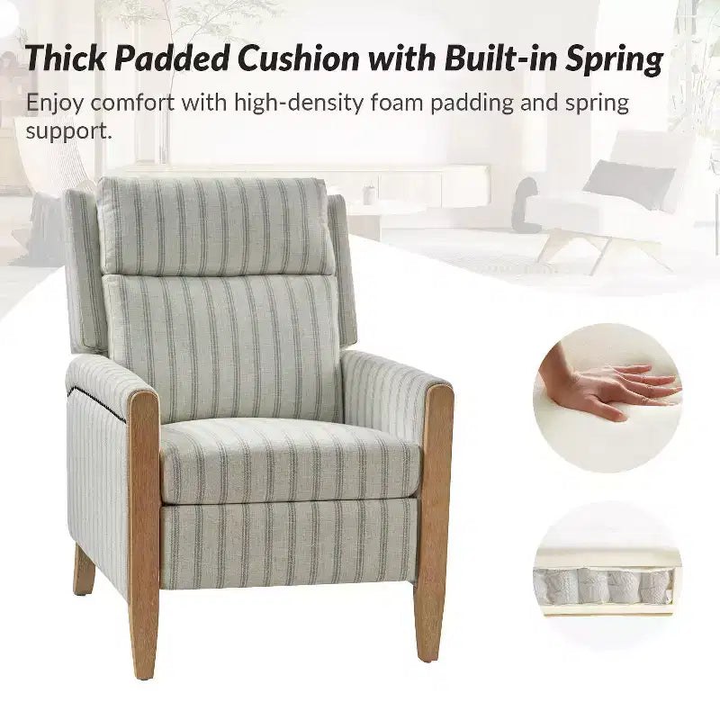 Rosa Upholstered Push Back Recliner Set of 2-BEIGE