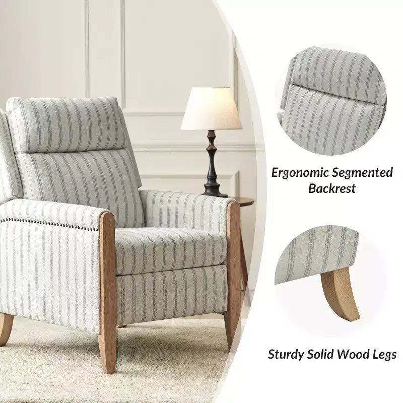 Rosa Upholstered Push Back Recliner Set of 2-BEIGE