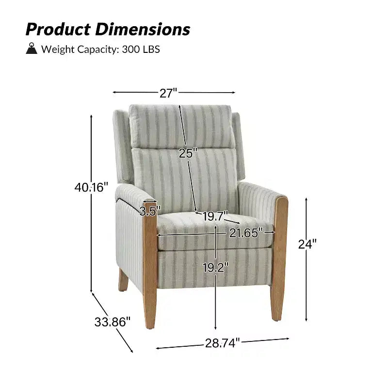 Rosa Upholstered Push Back Recliner Set of 2-BEIGE