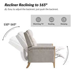 Rosa Upholstered Push Back Recliner Set of 2-BEIGE