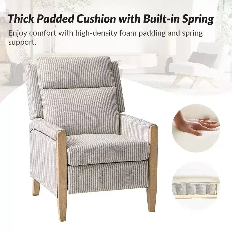 Rosa Upholstered Push Back Recliner Set of 2-BEIGE