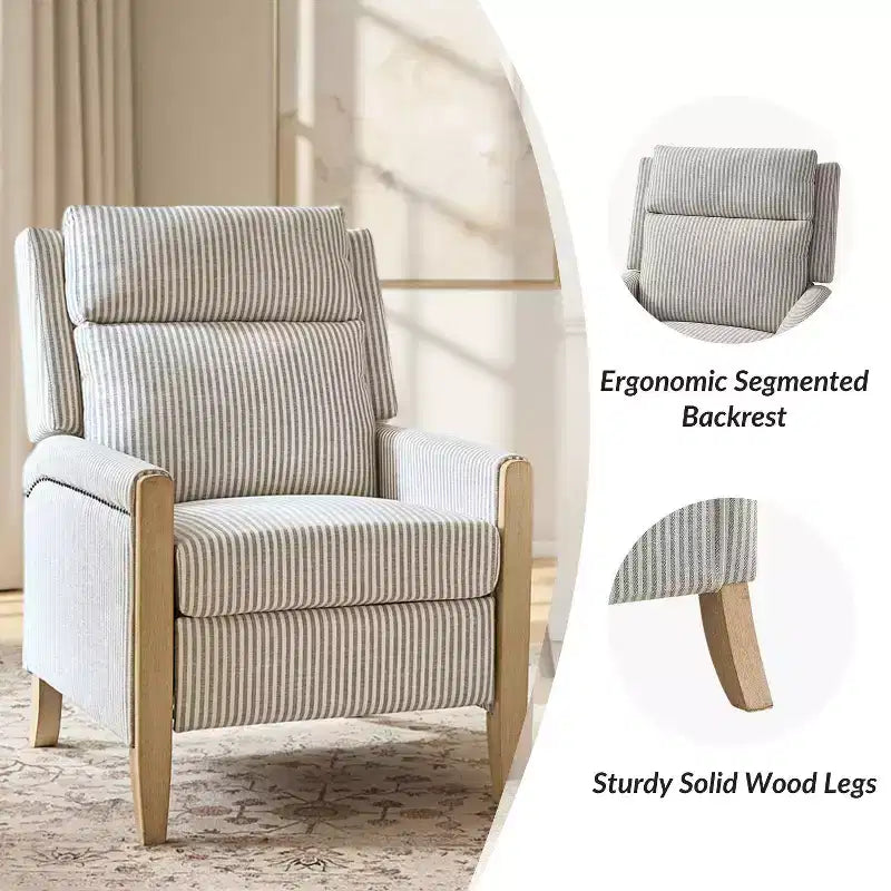Rosa Upholstered Push Back Recliner Set of 2-BEIGE