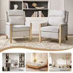 Rosa Upholstered Push Back Recliner Set of 2-BEIGE
